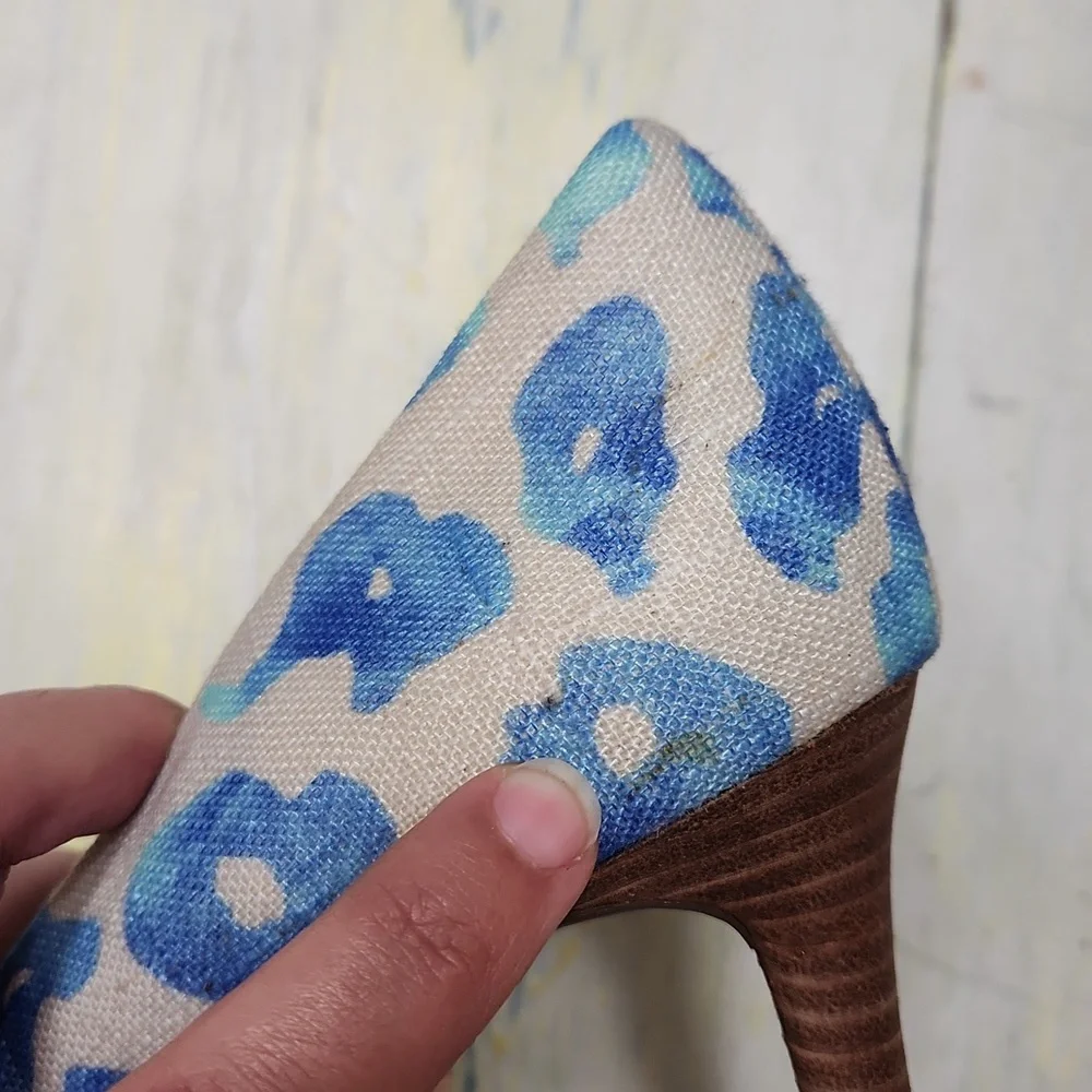 Blue leopard print linen heels Rockport TotalMotion Size 8 Never worn - Picture 7 of 12